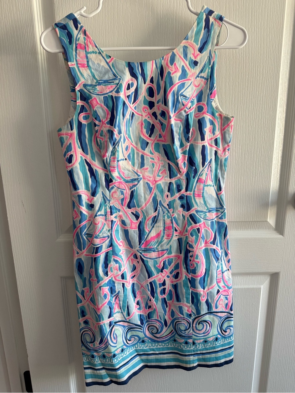 Lilly Pulitzer Blue, Pink & White Sleeveless Printed Shift Dress
